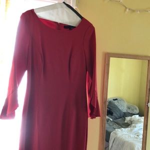 White House Black Market Body Perfecting Flutter-Sleeve Sheath Dress Red, Size 8